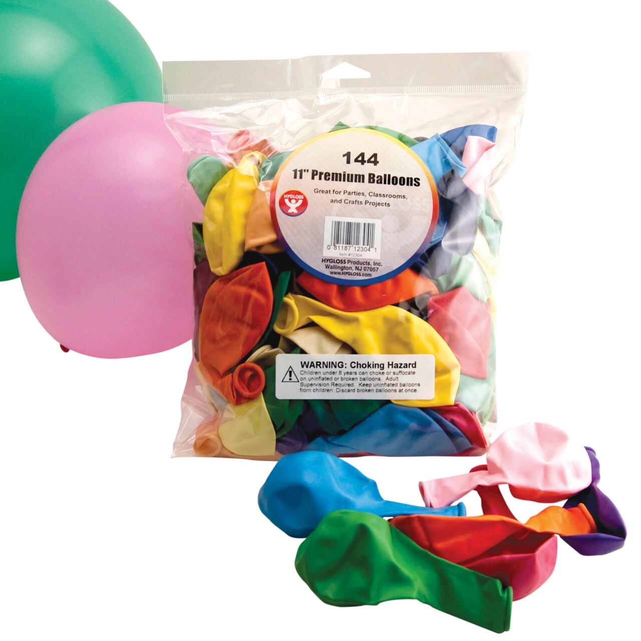 Hygloss Rubber Balloon, 11 Inches, Assorted Colors, Set of 144